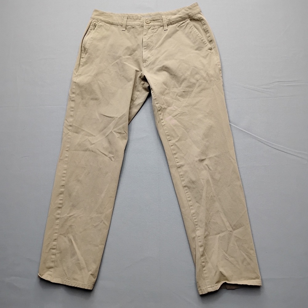True Classic Mens Straight Leg Chino Pants Khaki Tan Stretch 32x29